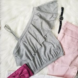 GINGER G One shoulder ruffle crop top size M